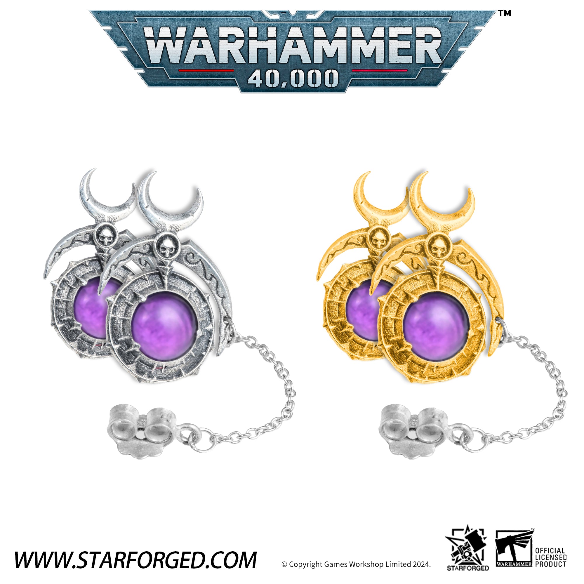 Starforged Warhammer 40K Fane of Slaanesh Earring Chaos Space Marine Men‘s Jewelry Accessories