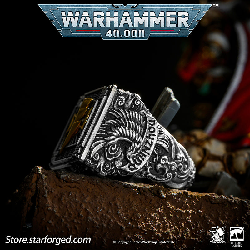 Starforged Warhammer 40K White Scar Seal of Chogoris Khanquest Silver Ring Accessories Jewelry Taklagoris’s vast grasslands gave birth to a people of mounted archers, and likewise shaped the Fifth Legion. The White Scars’ Primarch, Jaghatai Khan, was known as the “Great Khan” and the “Warhawk,” titles whose origins are deeply tied to his homeland.The Fifth Legion came from a culture skilled in mounted archery, and they carried the traditions of their homeland into the crucible of the Great Crusade. The step