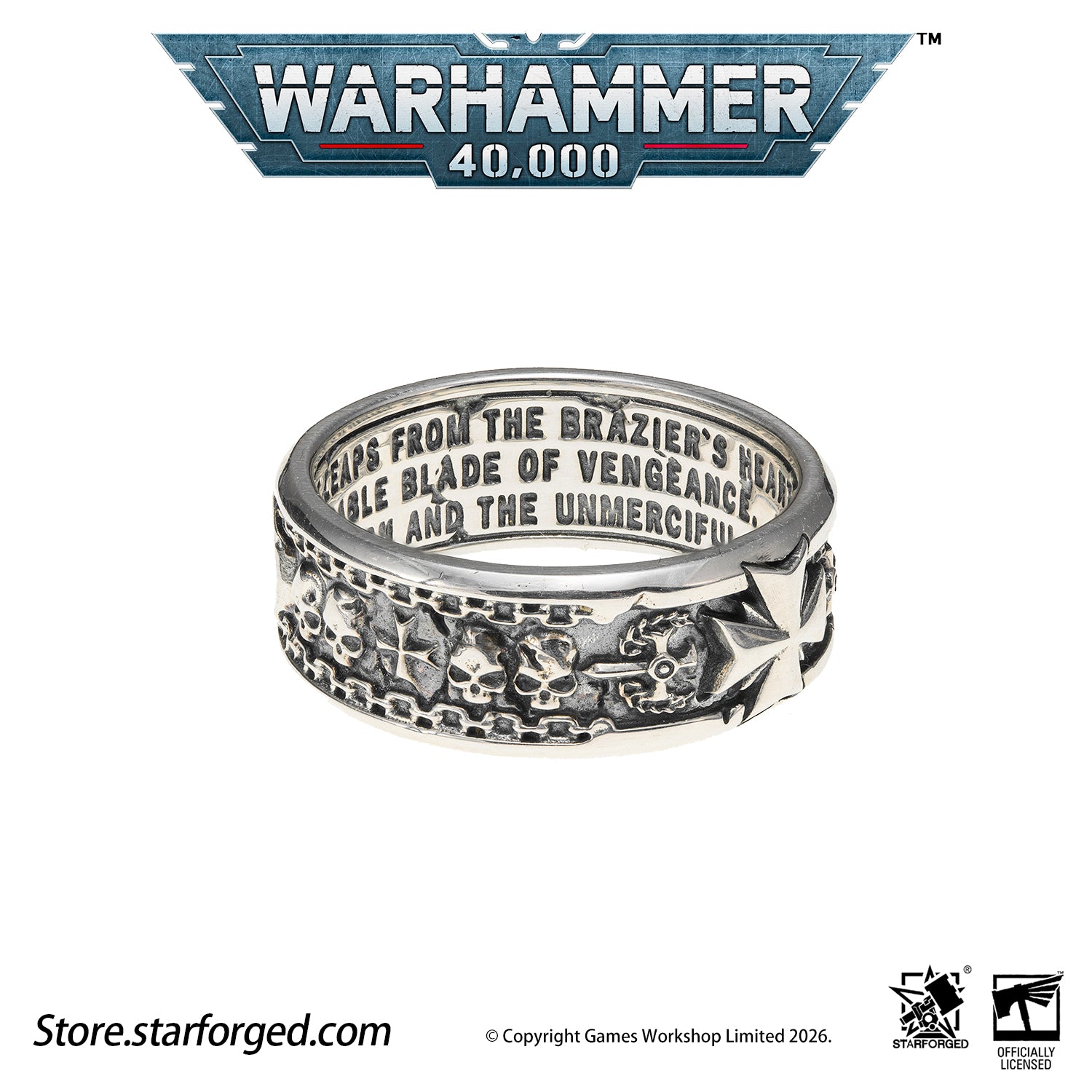 Starforged Warhammer 40K Black Templar Warhammer Ring of Crusader Vows Silver Empire Champion Ring Starforged Warhammer Gift