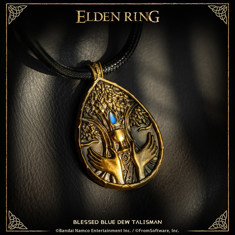 Starforged ELDEN RING Blessed Dew Talisman & Blessed Blue Dew Talisman Accessories Game Merchandise Officially Authorized Blessed Dew TalismanTalisman depicting a drop of the Erdtree's sap, a blessed boon.Gradually restores HP.It was once thought that the blessed sap of the Erdtree would drip from its boughs forever--but that age of plenty swiftly came to a close, and with time, the Erdtree became more an object of faith.