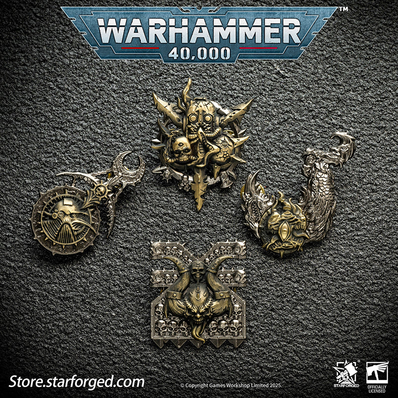 Starforged Warhammer 40K Lords of the Immaterium The Chaos Gods Mark of Ruinous Powers Pin Badge Men's Jewelry Accessories Khorne, Tzeentch, Nurgle, and Slaanesh are the entities known as the Chaos Gods. Collectively, they are also called the "Ruinous Powers" and the "Dark Gods." These four deities are the masters of the Warp and the Realm of Chaos, the manifested reflections of mortal emotions in the beyond.The existence of the Chaos Gods transcends the laws of the material universe. They are conceptual de