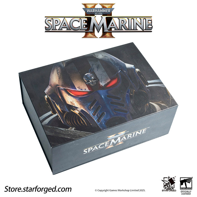 Starforged Warhammer 40K Space Marine II Gift Set Ultramarine Keychain & Water Bottle Brooch Set