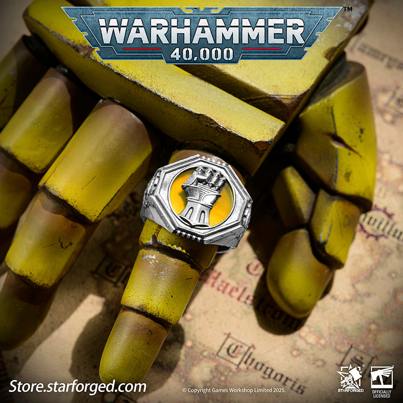 Starforged Warhammer 40K The Sigil Ring of Dorn Imperial Fists Silver Ring Accessories Jewelry The Imperial Fists were the VIIth Legion of the original Astartes, and in the ten millennia since the Horus Heresy, they remain the only Space Marine Chapter honored with permanent garrison rights on Holy Terra itself.The sons of Dorn inherited their Primarch's unyielding character - steadfast, refusing defeat, and ever willing to plunge into the bloodiest battles against the fiercest foes. Masters of fortificatio