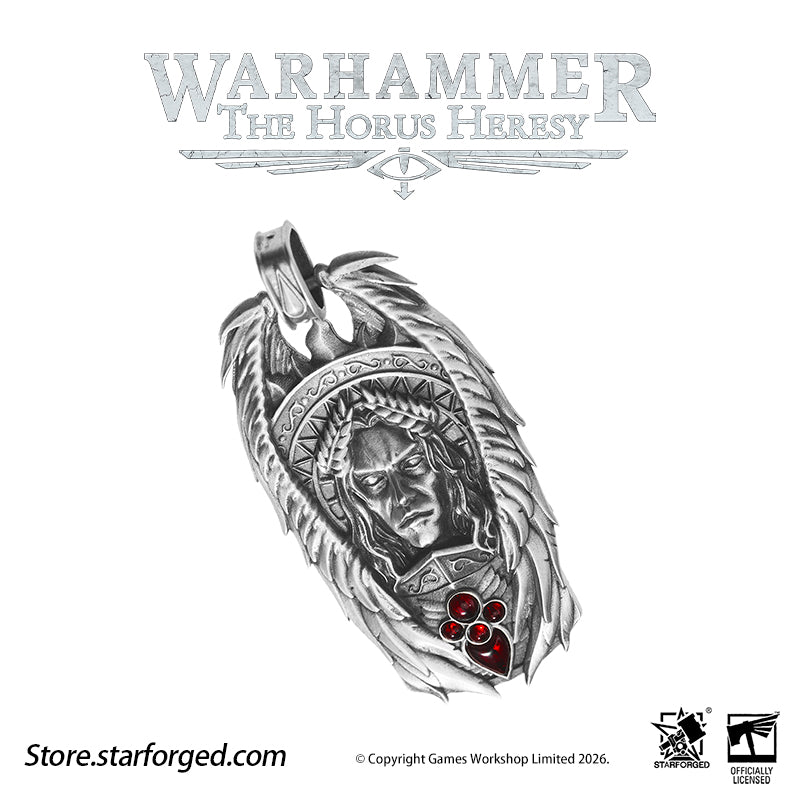 Starforged Warhammer 30K The Horus Heresy Blood Angels Sanguinius Commemorative Pendant Silver Necklace Men's Fashion Jewelry