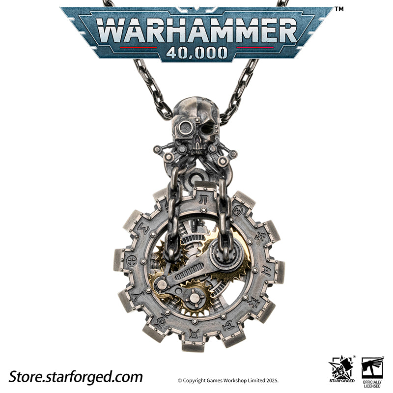 Starforged Warhammer 40K Adeptus Mechanicus Phylactery of the Pious Necklace Men's Jewelry Accessories In the Warhammer universe, the most skilled masters of machine spirit manipulation are the Adeptus Mechanicus, whose headquarters reside on Mars. This red world holds the technological and industrial lifeline of the human Imperium. In the dark, distant future, the vast majority of military and civilian products are manufactured under the supervision of the Tech-Priests of the Machine God.The members of the