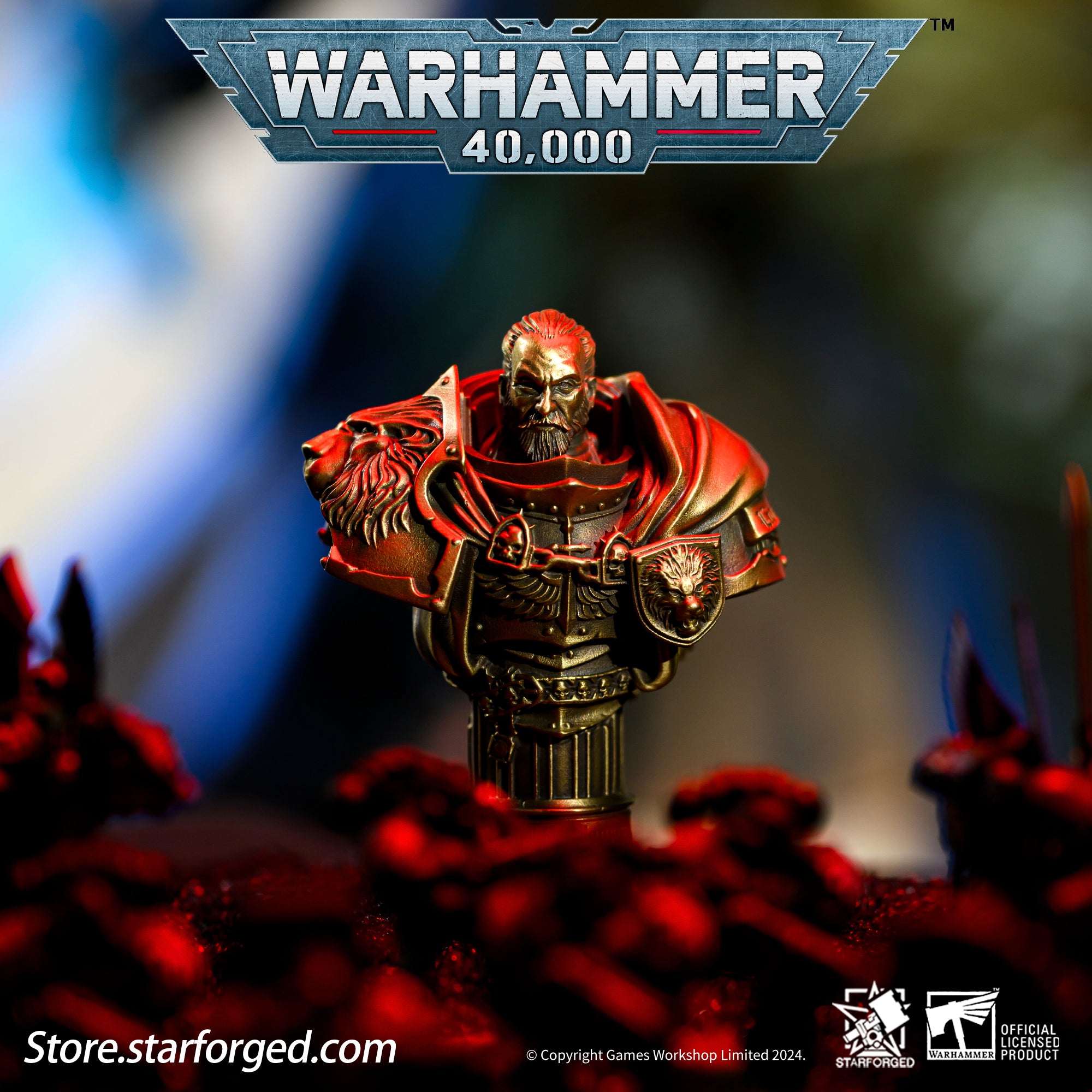 Starforged Warhammer 40K Dark Angel  Lion El'Jonson Bronze Bust Seal Wax  & Coin Set Other