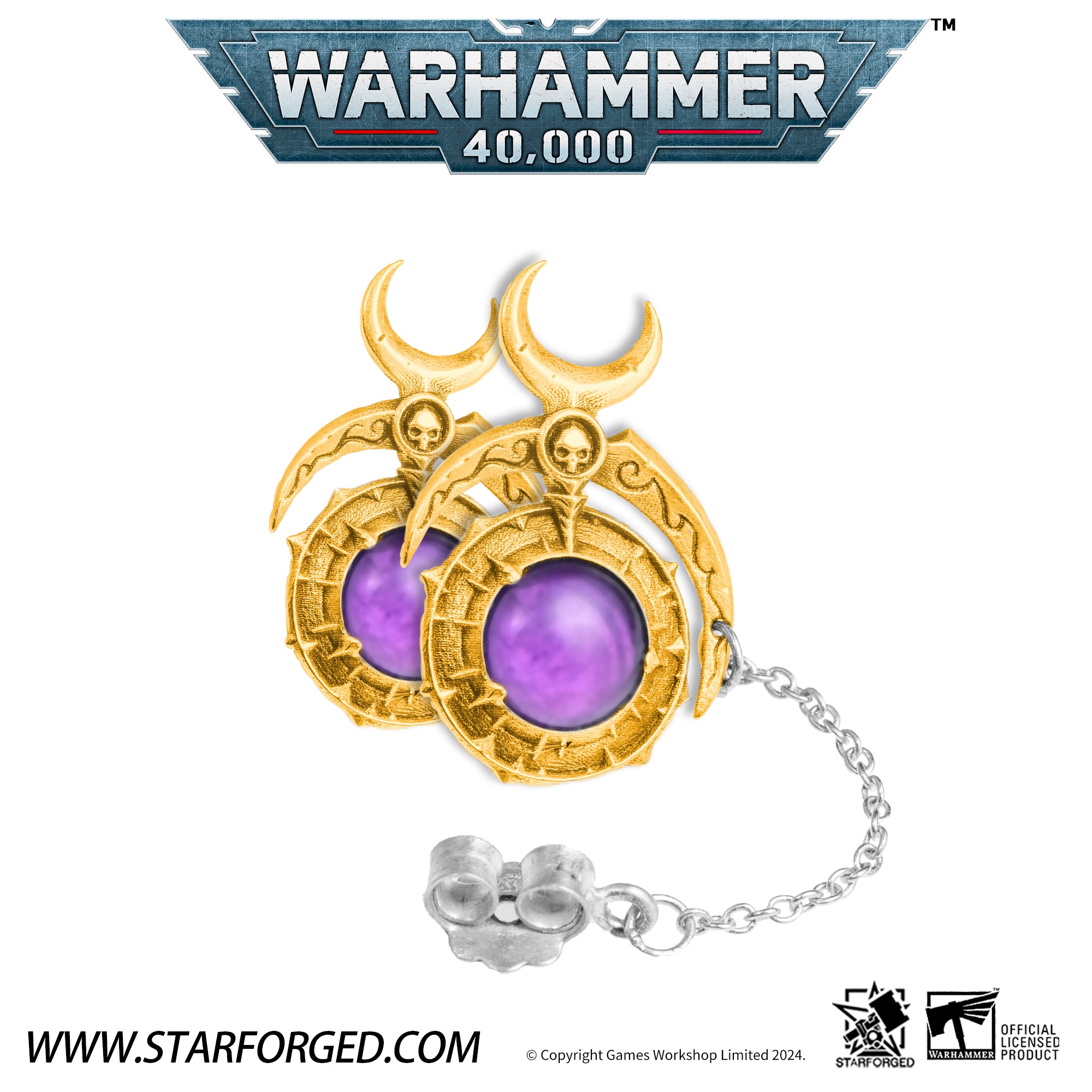 Starforged Warhammer 40K Fane of Slaanesh Earring Chaos Space Marine Men‘s Jewelry Accessories