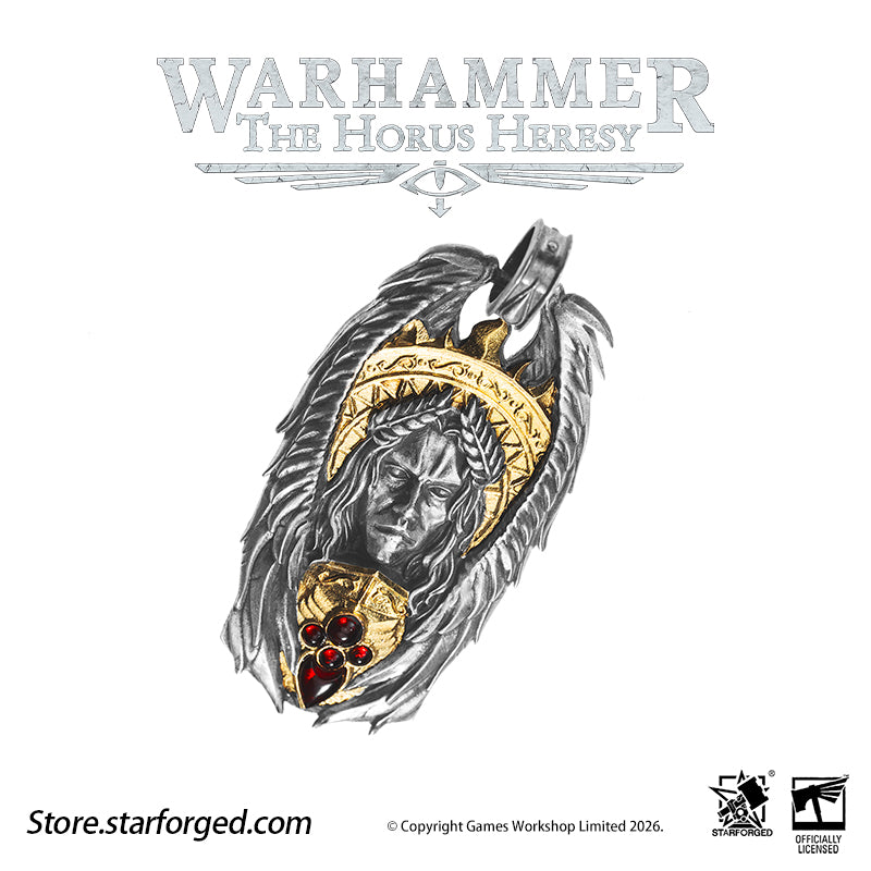 Starforged Warhammer 30K The Horus Heresy Blood Angels Sanguinius Commemorative Pendant Silver Necklace Men's Fashion Jewelry