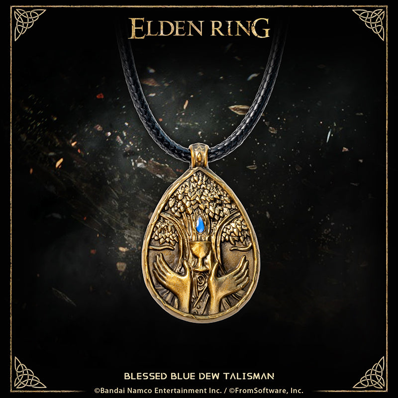 Starforged ELDEN RING Blessed Dew Talisman & Blessed Blue Dew Talisman Accessories Game Merchandise Officially Authorized Blessed Dew TalismanTalisman depicting a drop of the Erdtree's sap, a blessed boon.Gradually restores HP.It was once thought that the blessed sap of the Erdtree would drip from its boughs forever--but that age of plenty swiftly came to a close, and with time, the Erdtree became more an object of faith.