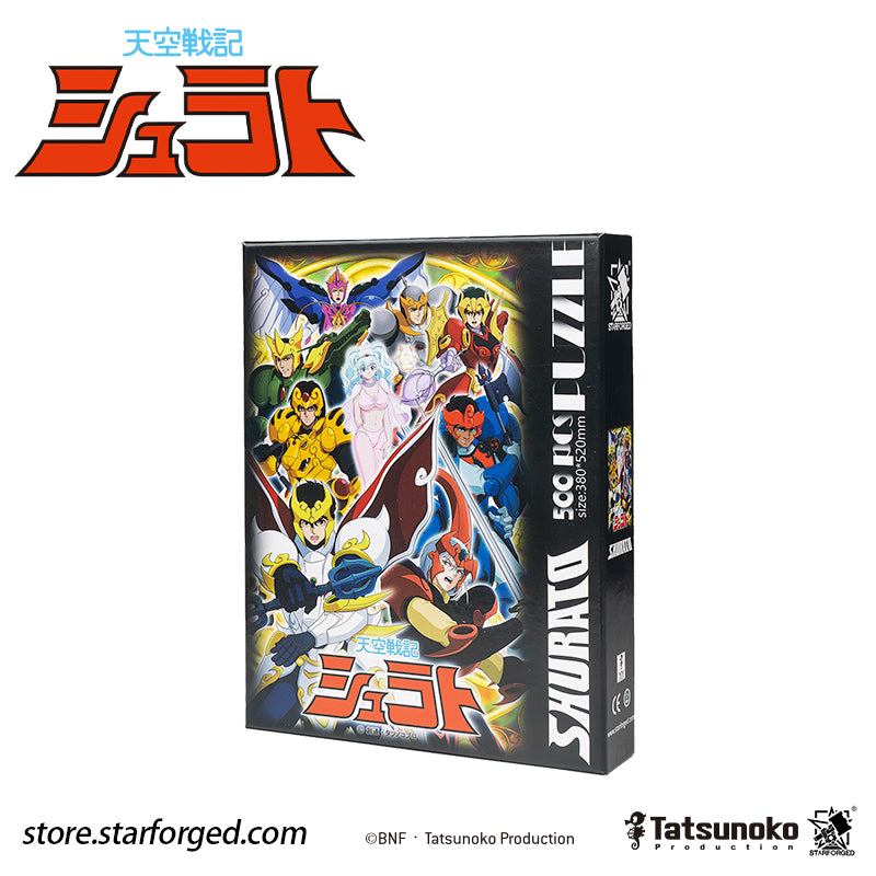 Starforged TenKuu Senki Shurato Puzzle 500 Pieces Offical Licensed Anime Collectible Gift As the familiar melody of Tenkūkai begins to play, the unforgettable transformation chant—“Imolasa!”—instantly takes us back to a celestial realm where gods clash and mystical armor gleams.  This time, we capture a precious moment with all eight Hachibushu together, bringing these warriors of Tenkūkai—bound by fate and united in battle—into a single frame. 