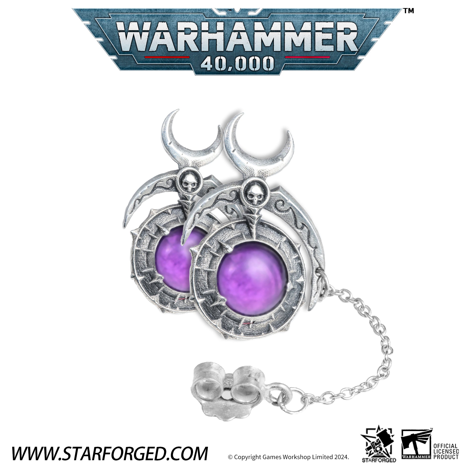 Starforged Warhammer 40K Fane of Slaanesh Earring Chaos Space Marine Men‘s Jewelry Accessories