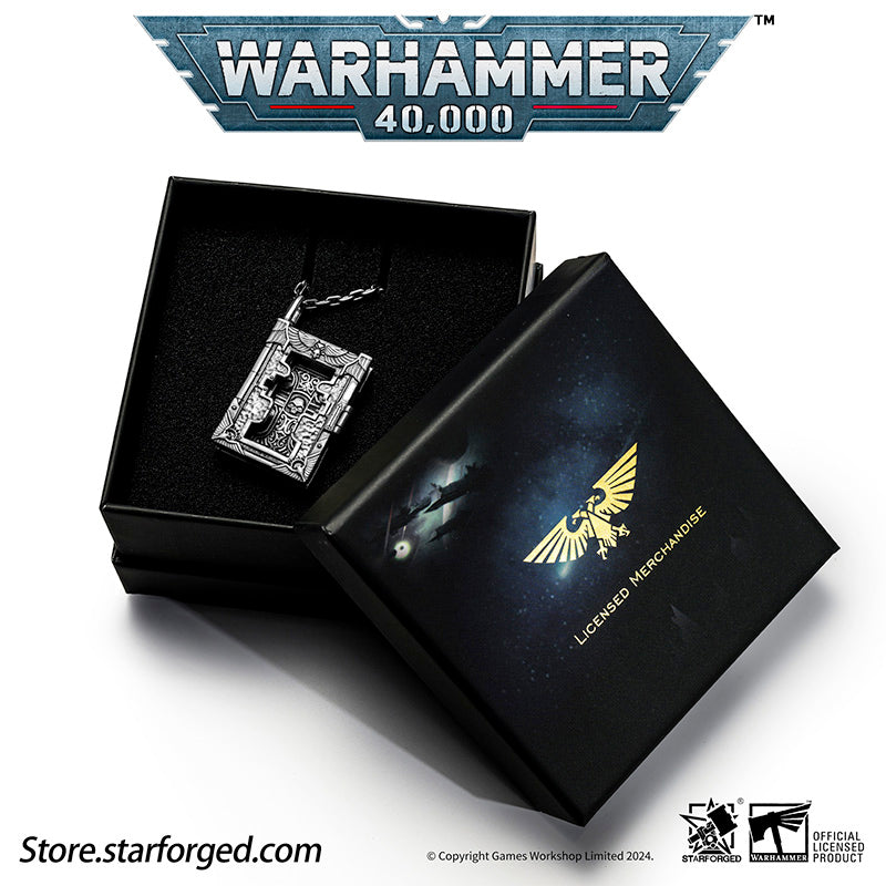 Starforged  Book of the Holy Ordos &  Seal of Inquisition Warhammer 40K Silver Men‘’s Necklace  WH40K