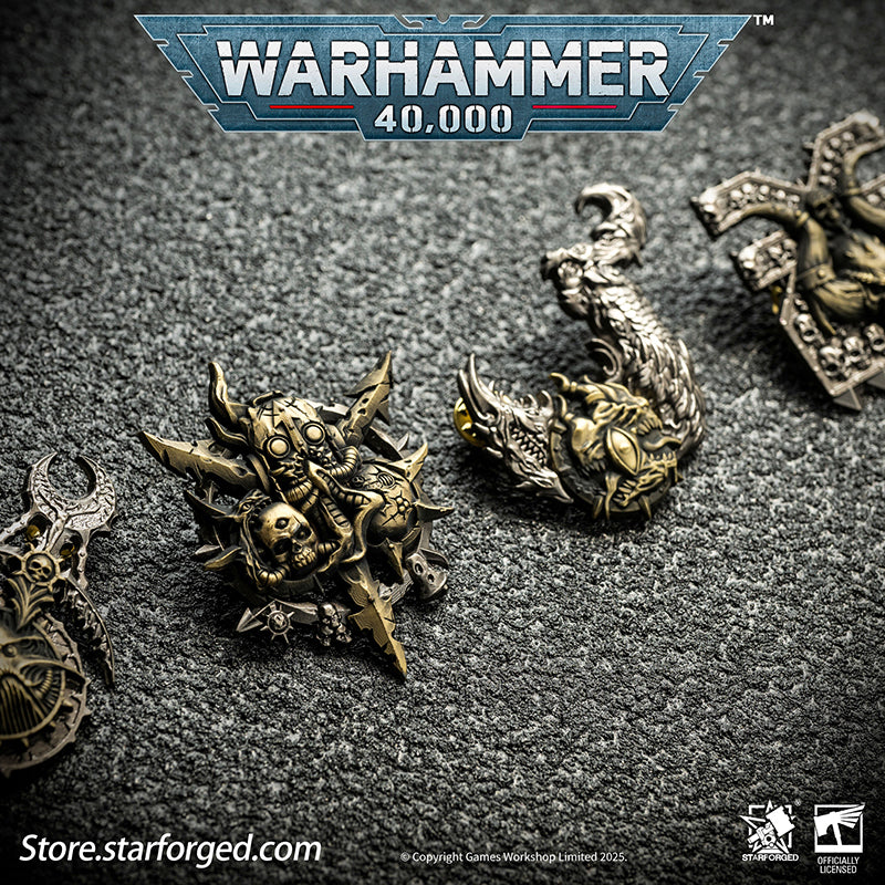 Starforged Warhammer 40K Lords of the Immaterium The Chaos Gods Mark of Ruinous Powers Pin Badge Men's Jewelry Accessories Khorne, Tzeentch, Nurgle, and Slaanesh are the entities known as the Chaos Gods. Collectively, they are also called the "Ruinous Powers" and the "Dark Gods." These four deities are the masters of the Warp and the Realm of Chaos, the manifested reflections of mortal emotions in the beyond.The existence of the Chaos Gods transcends the laws of the material universe. They are conceptual de