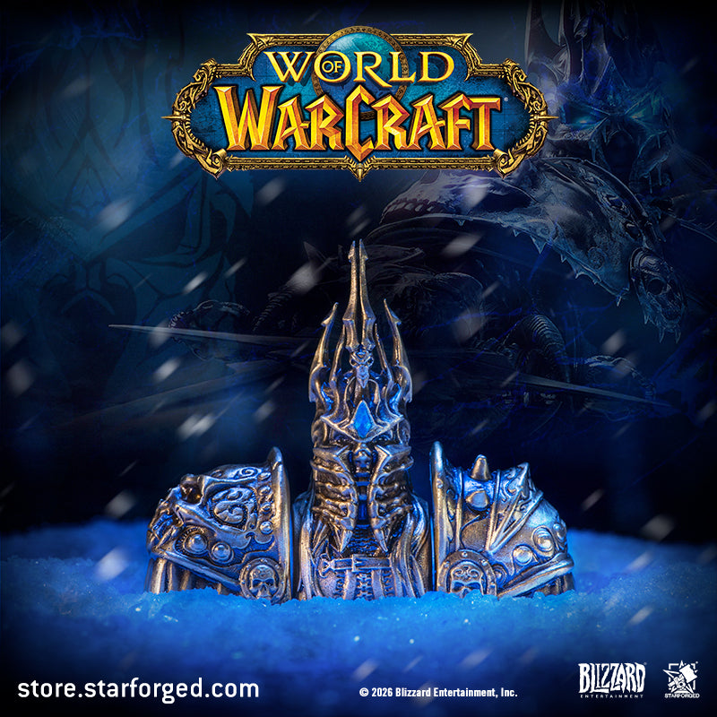 Starforged World of Warcraft Lich King Metal Keycap Men's Fashion Accessories Officially Authorized Deconstruct the Crown. Place its power at your fingertips.  Atop Icecrown, a new sovereign is crowned.  “Power is not eternal, my child.”  To don the Helm of Domination may demand a terrible price.  But to wield its power at your fingertips,  all it takes is a single strike.  “Now, we are one.”