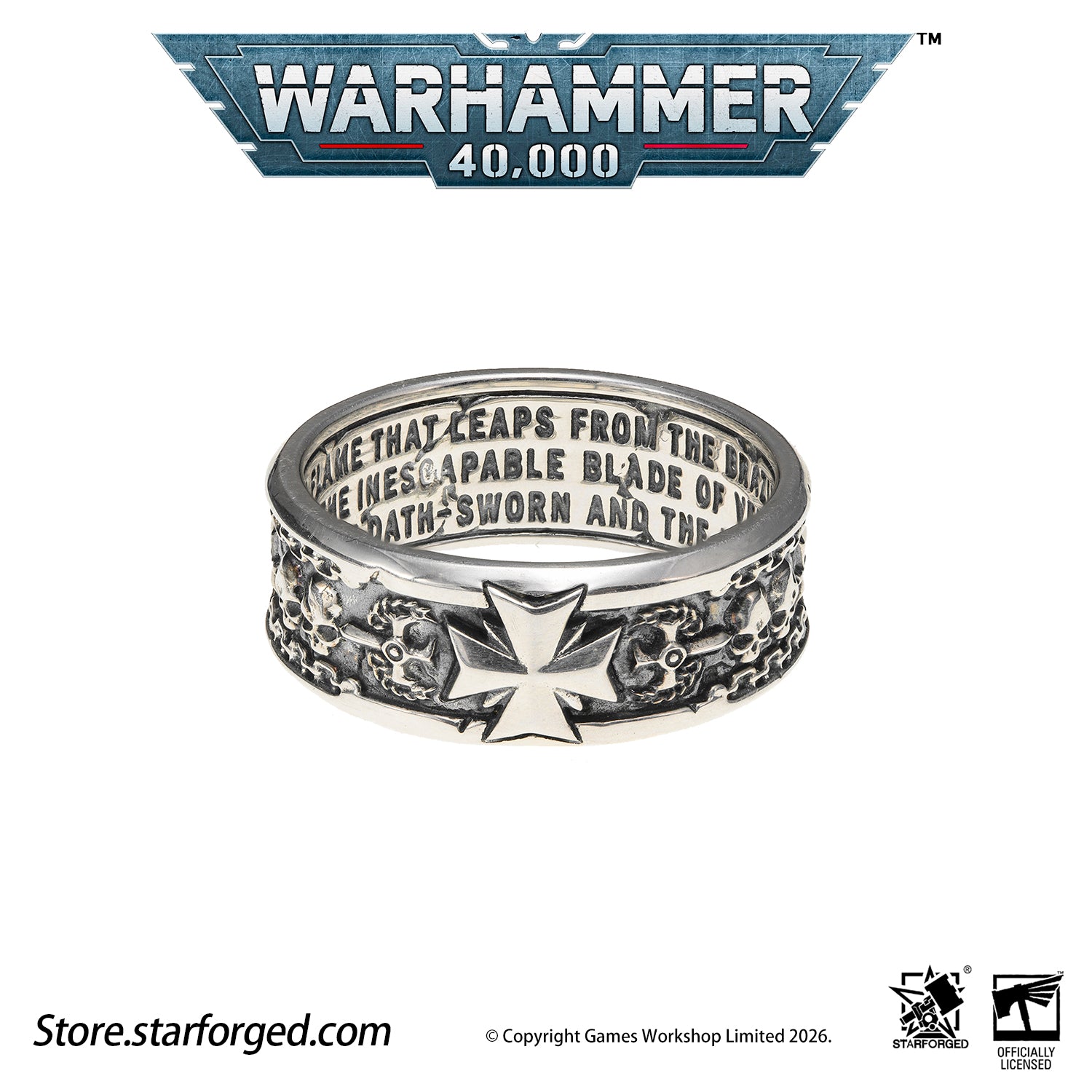 Starforged Warhammer 40K Black Templar Warhammer Ring of Crusader Vows Silver Empire Champion Ring Starforged Warhammer Gift