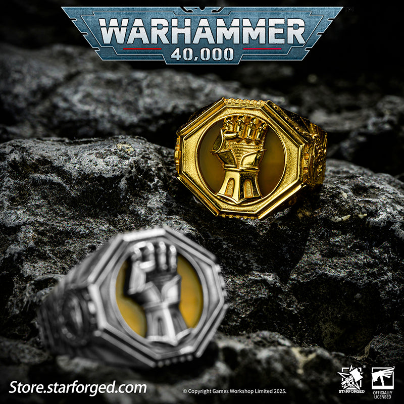 Starforged Warhammer 40K The Sigil Ring of Dorn Imperial Fists Silver Ring Accessories Jewelry The Imperial Fists were the VIIth Legion of the original Astartes, and in the ten millennia since the Horus Heresy, they remain the only Space Marine Chapter honored with permanent garrison rights on Holy Terra itself.The sons of Dorn inherited their Primarch's unyielding character - steadfast, refusing defeat, and ever willing to plunge into the bloodiest battles against the fiercest foes. Masters of fortificatio