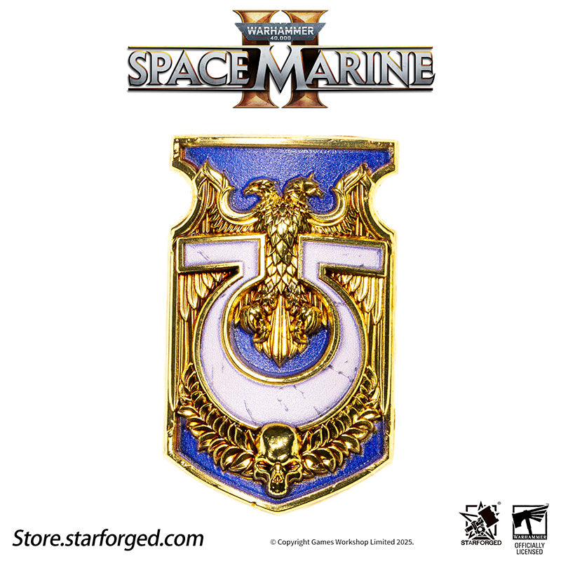 Starforged Warhammer 40K Space Marine II Gift Set Ultramarine Keychain & Water Bottle Brooch Set Limited Edition
