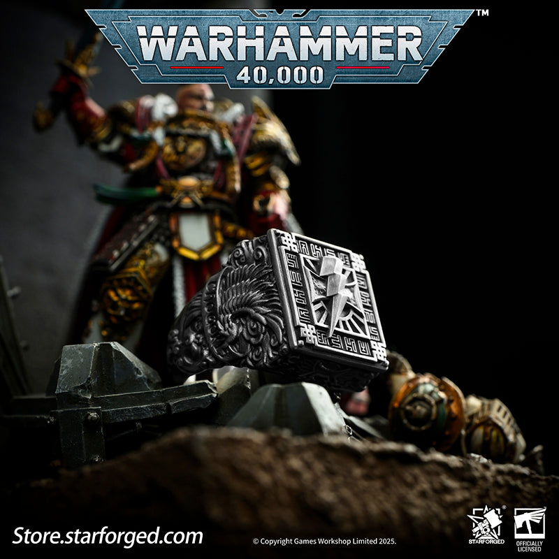 Starforged Warhammer 40K White Scar Seal of Chogoris Khanquest Silver Ring Accessories Jewelry Taklagoris’s vast grasslands gave birth to a people of mounted archers, and likewise shaped the Fifth Legion. The White Scars’ Primarch, Jaghatai Khan, was known as the “Great Khan” and the “Warhawk,” titles whose origins are deeply tied to his homeland.The Fifth Legion came from a culture skilled in mounted archery, and they carried the traditions of their homeland into the crucible of the Great Crusade. The step