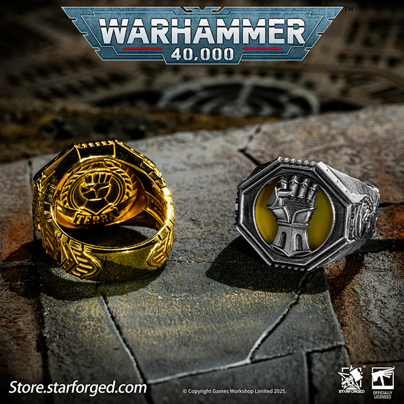 Starforged Warhammer 40K The Sigil Ring of Dorn Imperial Fists Silver Ring Accessories Jewelry The Imperial Fists were the VIIth Legion of the original Astartes, and in the ten millennia since the Horus Heresy, they remain the only Space Marine Chapter honored with permanent garrison rights on Holy Terra itself.The sons of Dorn inherited their Primarch's unyielding character - steadfast, refusing defeat, and ever willing to plunge into the bloodiest battles against the fiercest foes. Masters of fortificatio