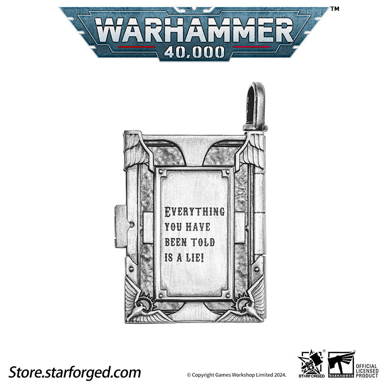 Starforged  Book of the Holy Ordos &  Seal of Inquisition Warhammer 40K Silver Men‘’s Necklace  WH40K