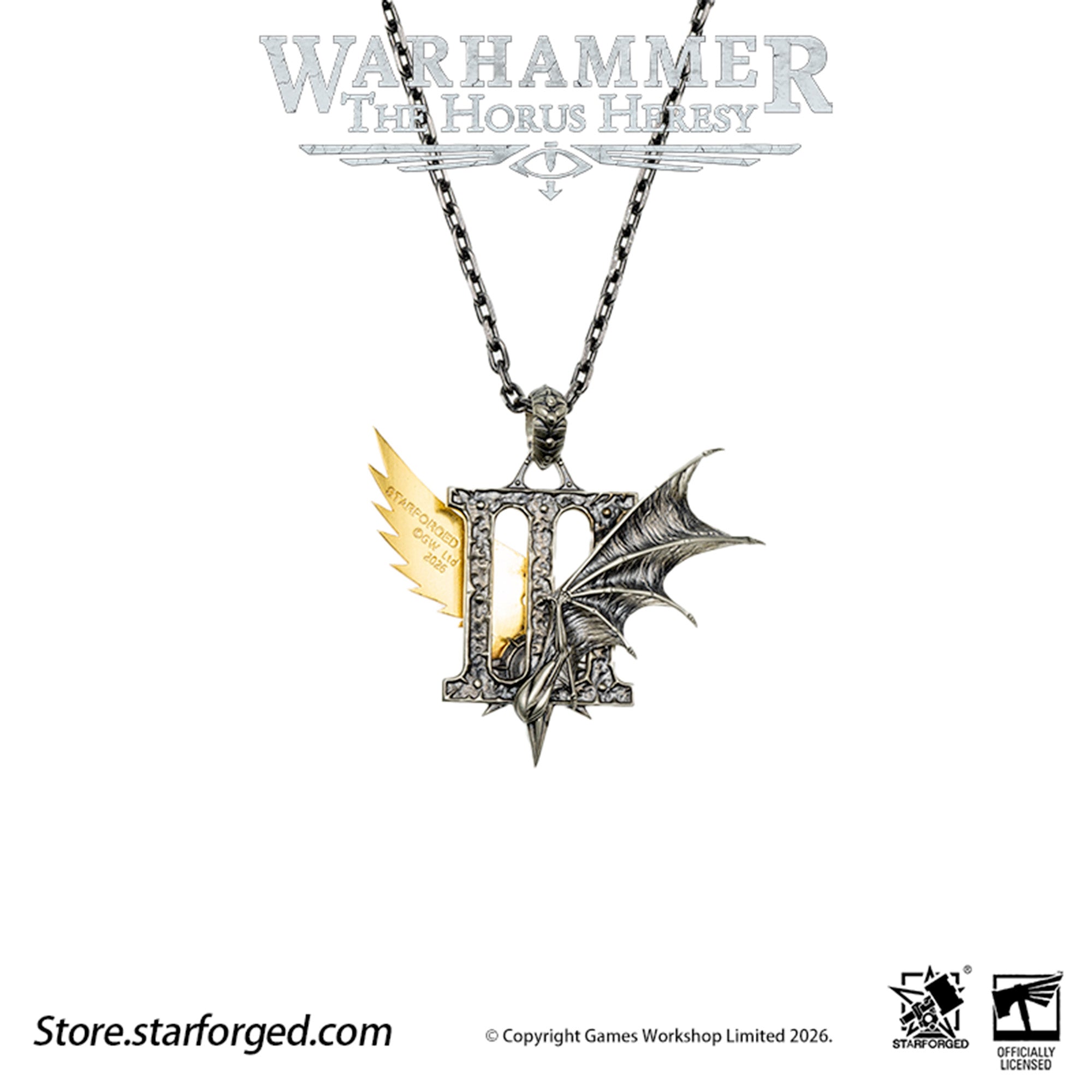 Starforged Warhammer 30K The Horus Heresy Chaos Space Marine Emperor's Children Phonecians Fall Pendant Silver Necklace Warhammer Gifts Fashion Accessories