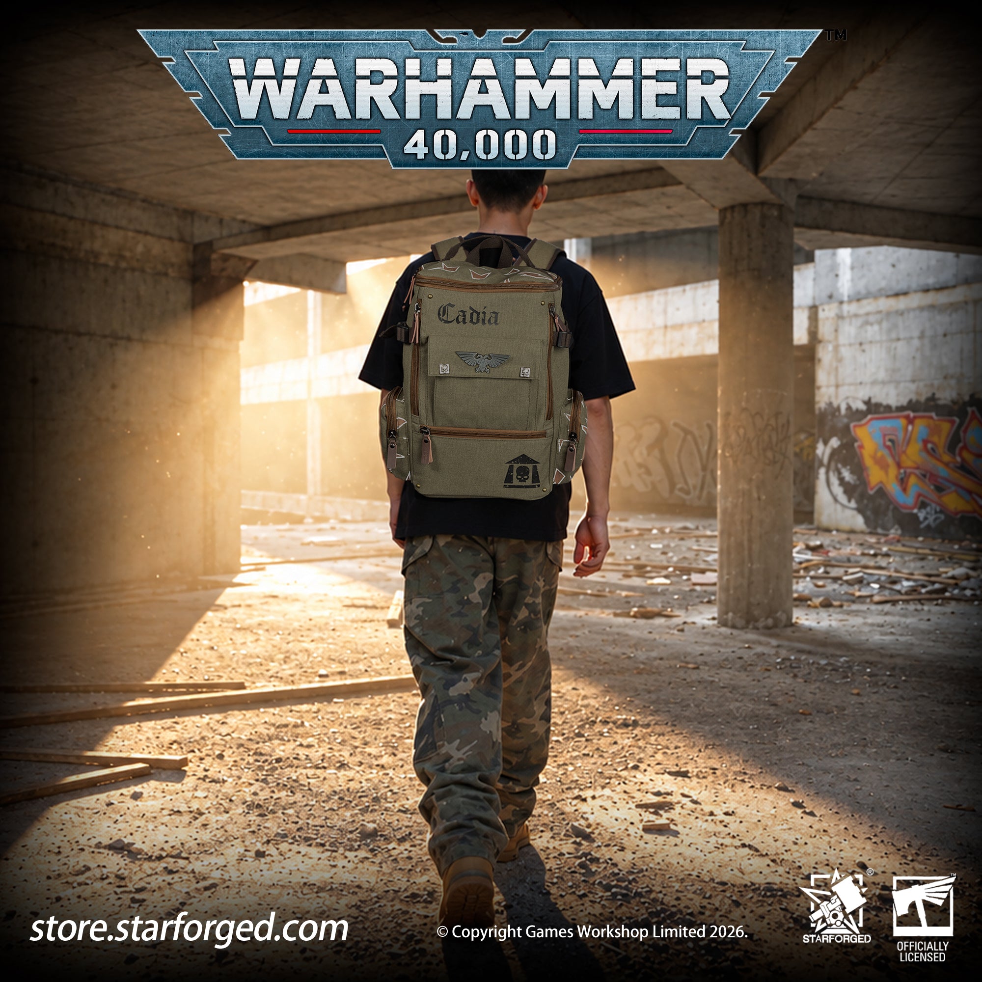 Starforged Warhammer 40K Astra Militarum Inspired Backpack Collection Death Korps of Krieg Siege Regiment Warhammer Computer Bag