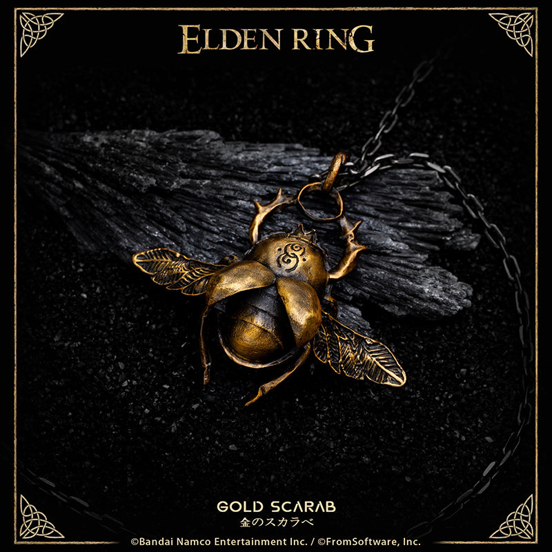 Starforged ELDEN RING Silver Scarab & Gold Scarab Necklace Pendant Game Merchandise Officially Authorized A talisman facsimile of a scarab, the carrier of treasures and precious things.This silver scarab enhances item discovery.