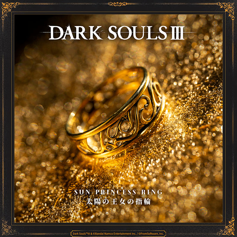 Starforged DARK SOULS III Sun Princess Ring Accessories Game Merchandise Officially Authorized Sun Princess Ring

Ring associated with Gwynevere, princess of sunlight and eldest daughter of Gwyn, the First Lord.

The ring is vaguely warm, like a beam of sunlight, and gradually restores HP.

Gwynevere left her home with a great many other deities, and became a wife and mother, raising several heavenly children..
