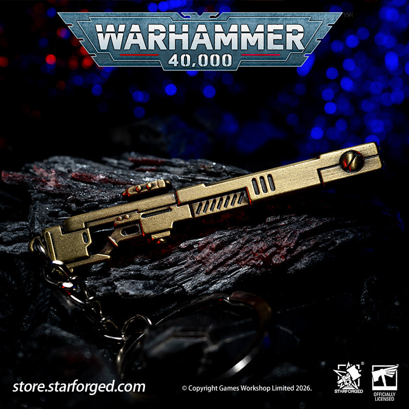 Warhammer 40K T'AU Empire Pulse Rifle Keychain Tau Empire Starforged Accessories Game Merchandise Warhammer Gifts Fashion Accessories The&nbsp;standard issue infantry weapon in Fire Caste’s arsenal.  Tested, trusted, the Greater Good reaching out through the barrel of a gun.  This collectible keychain is cast in metal,finished in electroplated, includes a silver-metal chain and jump ring. It makes a fantastic gift, display piece, and keepsake.