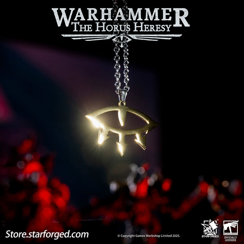 Starforged Warhammer 40K Luna Wolves  Black Legion Eye of Horus Necklace Pendant Men's Jewelry Accessories Birthday Gift The Luna Wolves, later known as the Sons of Horus, were the XVI Legion of the original Space Marine Legions. Their Primarch, Horus Lupercal, was once the most favored son of the Emperor, but he became the architect of the galaxy-shattering Horus Heresy—the first and greatest civil war in Imperial history. After Horus' defeat, the Legion was reborn under Ezekyle Abaddon as the Black Legion