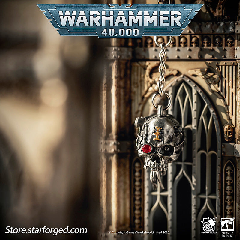 Starforged Warhammer 40K Adeptus Mechanicus Servo-Skull Keychain Men's Jewelry Accessories The skull symbolizes not only sacrifice but also the purity of humanity. The flesh of traitors, heretics, and xenos often deviates greatly from that of true humans, with one of the most distinct variations lying in their skulls.It is for this reason that the skull serves as an emblem of human purity and the sacrifices made to defend it. Throughout the Imperium—from the Walls of Martyrs to skull insignias—it reminds al