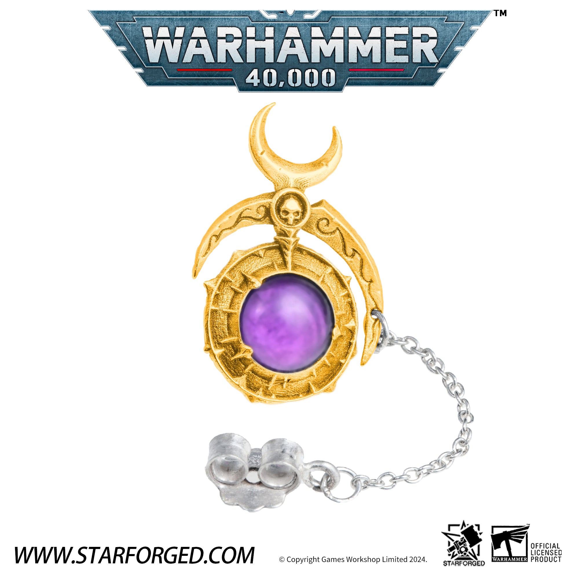 Starforged Warhammer 40K Fane of Slaanesh Earring Chaos Space Marine Men‘s Jewelry Accessories