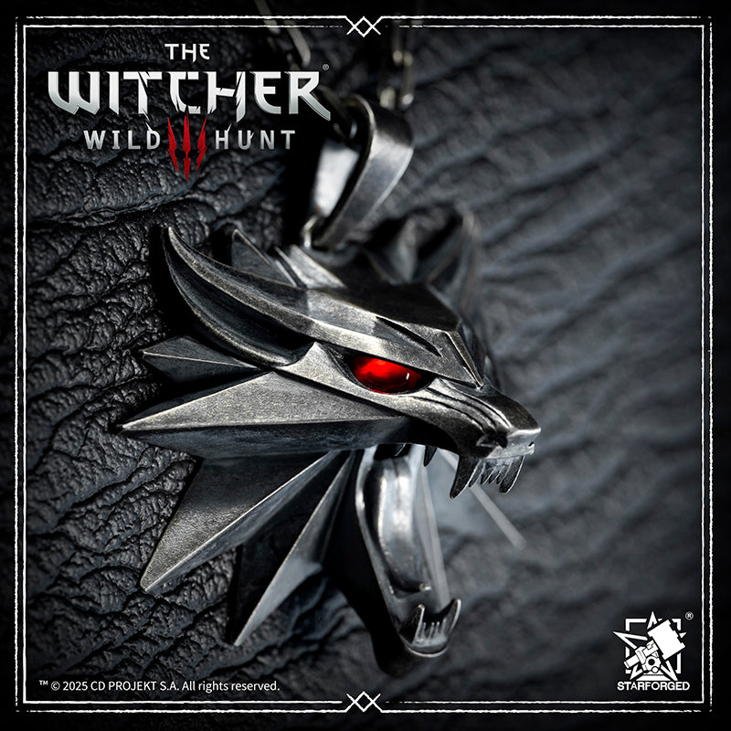 Starforged The Witcher Wild Hunt The Witcher Wolf Schoo Medallion Silver Necklace Game Merchandise Officially Authorized