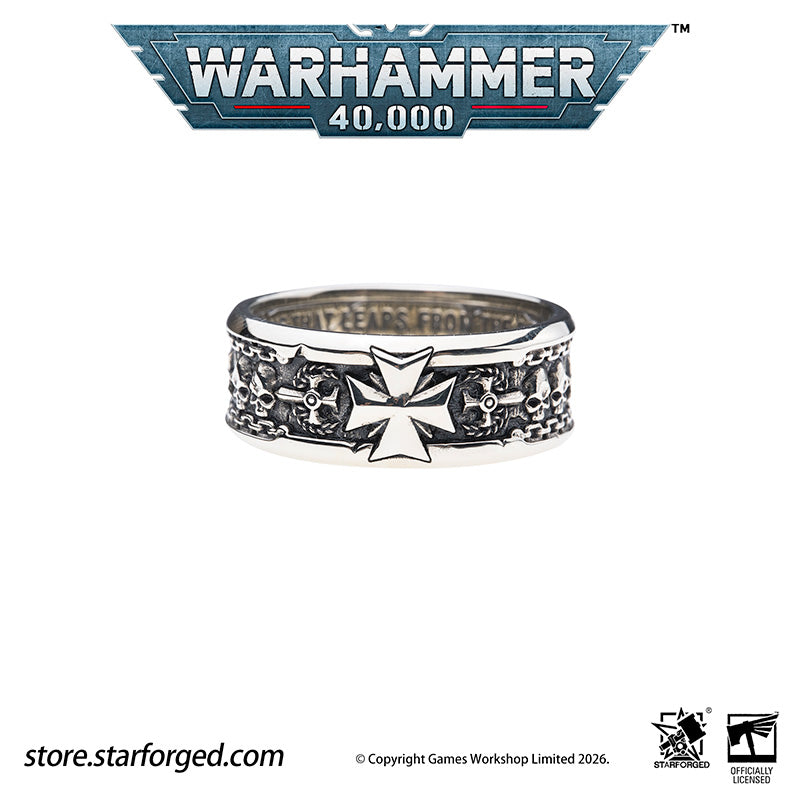 Starforged Warhammer 40K Black Templar Warhammer Ring of Crusader Vows Silver Empire Champion Ring Starforged Warhammer Gift