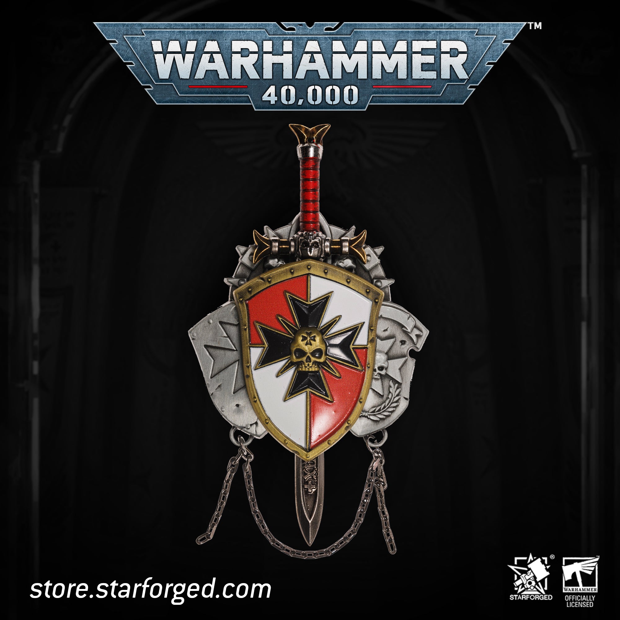 Starforged Black TemplarSword Brethren Crusade Shield Warhammer 40K Brooch Pin Badge