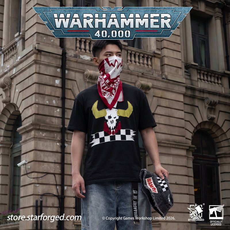 Starforged Warhammer 40K Orks Counsill of Clan-Bosses Set Men's Fashion Accessories Warhammer Merchandise Gifts Orks Counsill of Clan-Bosses Bandana  Only the toughest Orks earn a place on the Counsill of Clan-Bosses. This bandana is the perfect accessory for any aspiring Warboss wanting to get involved in the next Waaagh!.  Orks Counsill of Clan-Bosses Canvas Belt  Buckle up with a belt worthy of the biggest and meanest Warboss, complete with Ork glyphs along the strap - a great addition to any Ork fan’s a