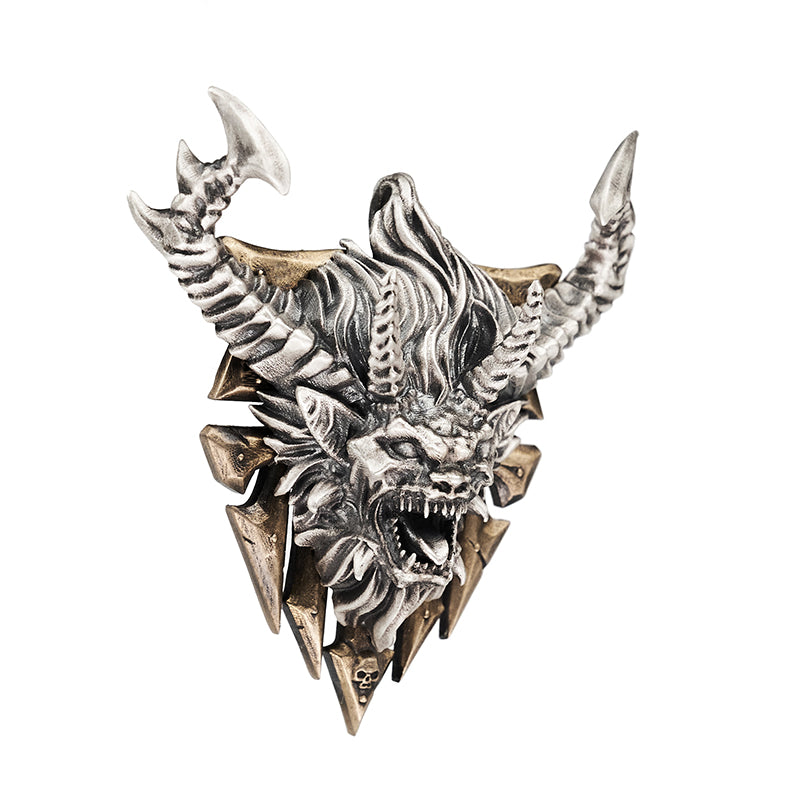 Starforged  Ka'Bandha Khorne Chaos Demon Men's Silver Necklace Warhammer 40K Blood Angel Killer Pendant