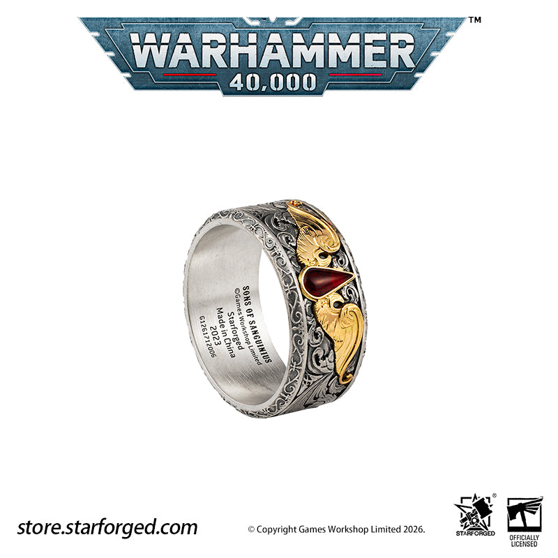 Starforged Warhammer 40K Blood Angels of Sanguinius Space Marines Men's Fashion Jewelry Sterling Silver Rings