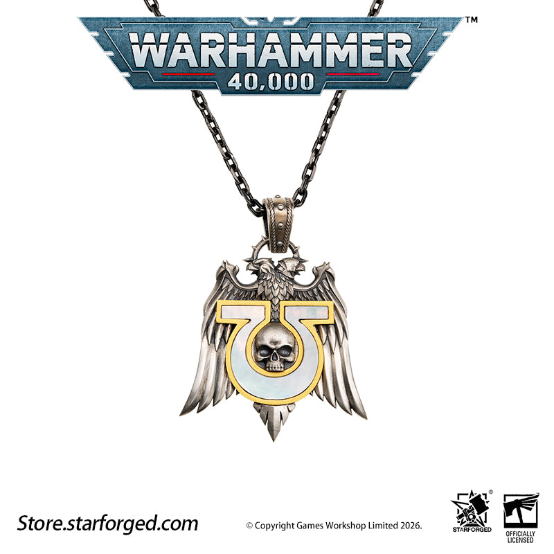 STARFORGED Warhammer 40K Space Marines Ultramarines Chapter Armourial Pendant | Sterling Silver | Warhammer Gifts