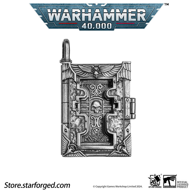 Starforged  Book of the Holy Ordos &  Seal of Inquisition Warhammer 40K Silver Men‘’s Necklace  WH40K