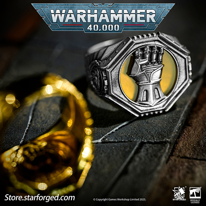 Starforged Warhammer 40K The Sigil Ring of Dorn Imperial Fists Silver Ring Accessories Jewelry The Imperial Fists were the VIIth Legion of the original Astartes, and in the ten millennia since the Horus Heresy, they remain the only Space Marine Chapter honored with permanent garrison rights on Holy Terra itself.The sons of Dorn inherited their Primarch's unyielding character - steadfast, refusing defeat, and ever willing to plunge into the bloodiest battles against the fiercest foes. Masters of fortificatio
