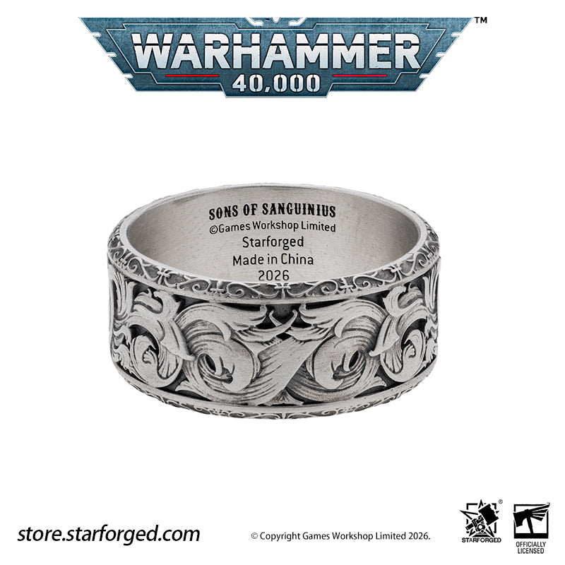 Starforged Warhammer 40K Blood Angels of Sanguinius Space Marines Men's Fashion Jewelry Sterling Silver Rings