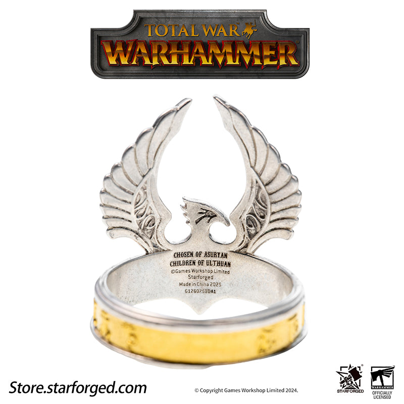 Starforged Warhammer The Old World Warhammer Fantasy Phoenix Crown Ring Men's Jewelry Accessories The original Phoenix Crown was forged in the age of Aenarion, crafted from the gold and gems of all ten kingdoms of Ulthuan. Yet it was the reckless and impulsive Caledor II who became the first—and last—Phoenix King to wear it into battle.After he fell in duel against the Dwarf High King Gotrek Starbreaker, the crown passed into the hands of the Dwarfs as a trophy of war. When Caradryel the Peacemaker ascended