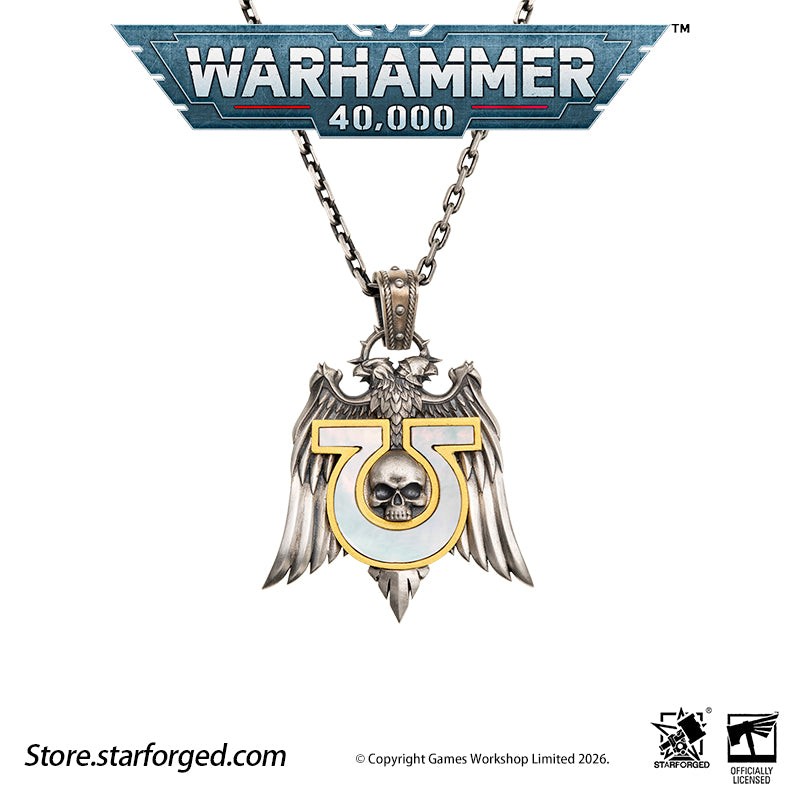 STARFORGED Warhammer 40K Space Marines Ultramarines Chapter Armourial Pendant | Sterling Silver | Warhammer Gifts