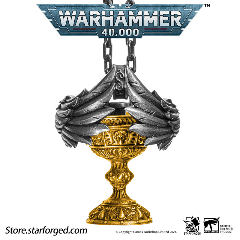 Starforged Warhammer 40K Blood Angel Red Grail Sanguinius Pendant Men's Silver Necklace Jewelry Peripherals