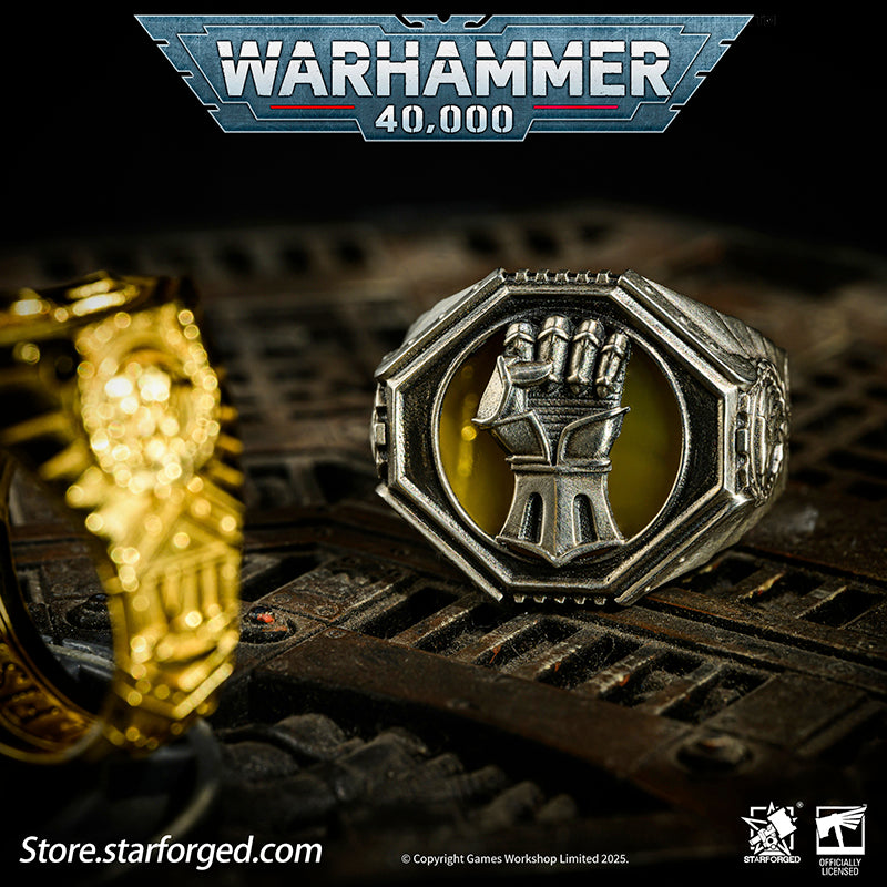 Starforged Warhammer 40K The Sigil Ring of Dorn Imperial Fists Silver Ring Accessories Jewelry The Imperial Fists were the VIIth Legion of the original Astartes, and in the ten millennia since the Horus Heresy, they remain the only Space Marine Chapter honored with permanent garrison rights on Holy Terra itself.The sons of Dorn inherited their Primarch's unyielding character - steadfast, refusing defeat, and ever willing to plunge into the bloodiest battles against the fiercest foes. Masters of fortificatio