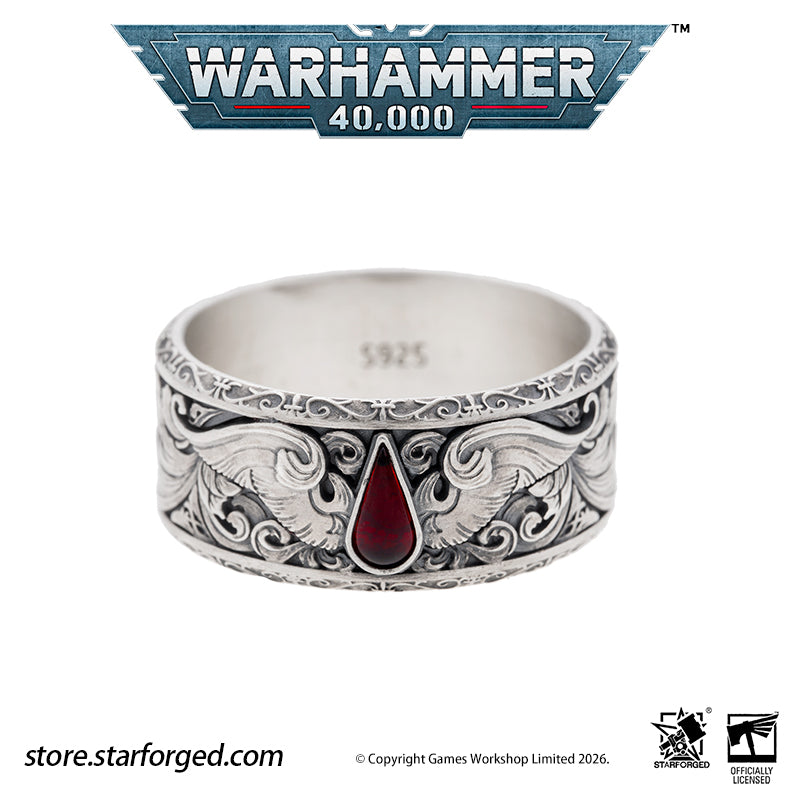 Starforged Warhammer 40K Blood Angels of Sanguinius Space Marines Men's Fashion Jewelry Sterling Silver Rings