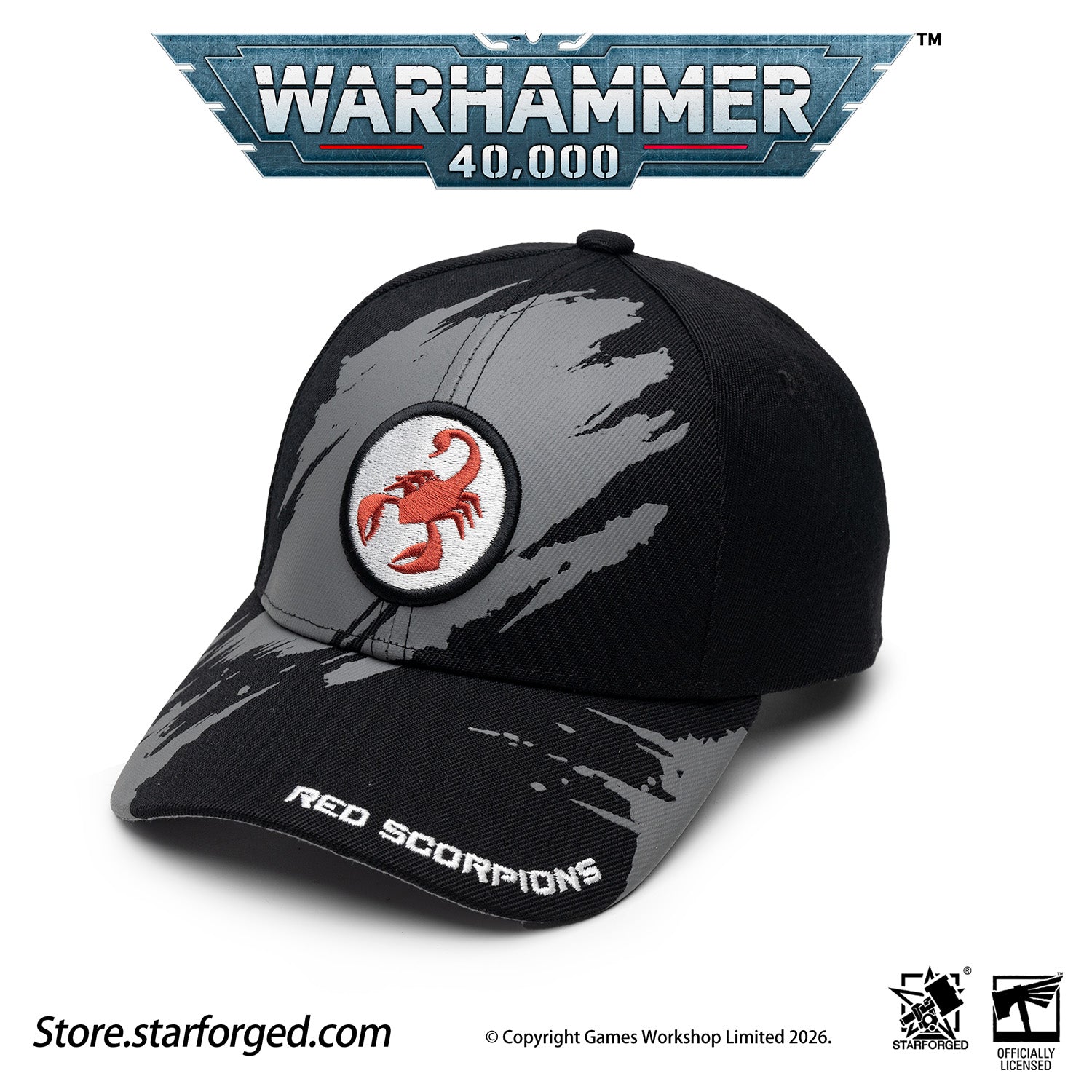 Starforged Warhammer 40K Space Marines Chapters Hats Wave 2 Death Wing Lanenters Mantis Warriors Carcharodons Blood Raven Wing Crimson Fists Flesh Tears Red Scorpion Snapback Baseball Peaked Cap Game Merchandise Warhammer Gifts Fashion Accessories