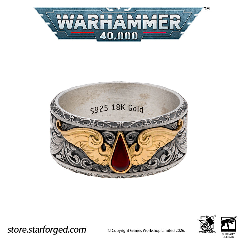 Starforged Warhammer 40K Blood Angels of Sanguinius Space Marines Men's Fashion Jewelry Sterling Silver Rings