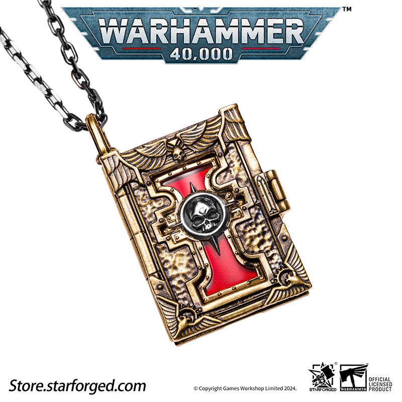 Starforged  Book of the Holy Ordos &  Seal of Inquisition Warhammer 40K Copper Men‘’s Necklace  WH40K